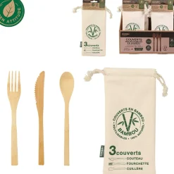 Fabrique de Styles 3 couverts réutilisables en bambou* Accessoires Réutilisables