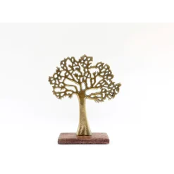Fabrique de Styles Arbre de vie doré sur socle en bois de manguier h26.5cm* Petits Objets Déco