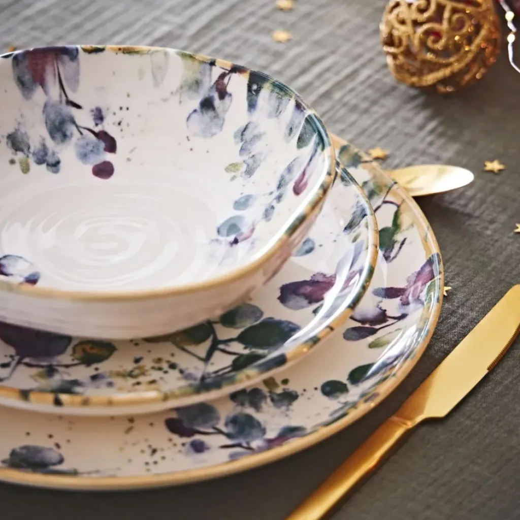 Fabrique de Styles Assiette plate en faïence blanc d27.5cm - Garden* Assiettes