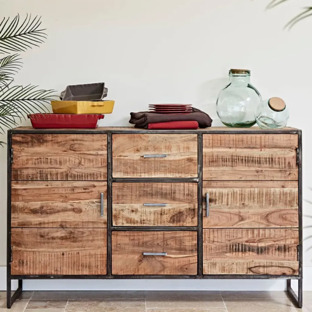 Fabrique de Styles Bahut en acacia et fer noir l150cm - Factory* Buffets Et Vitrines
