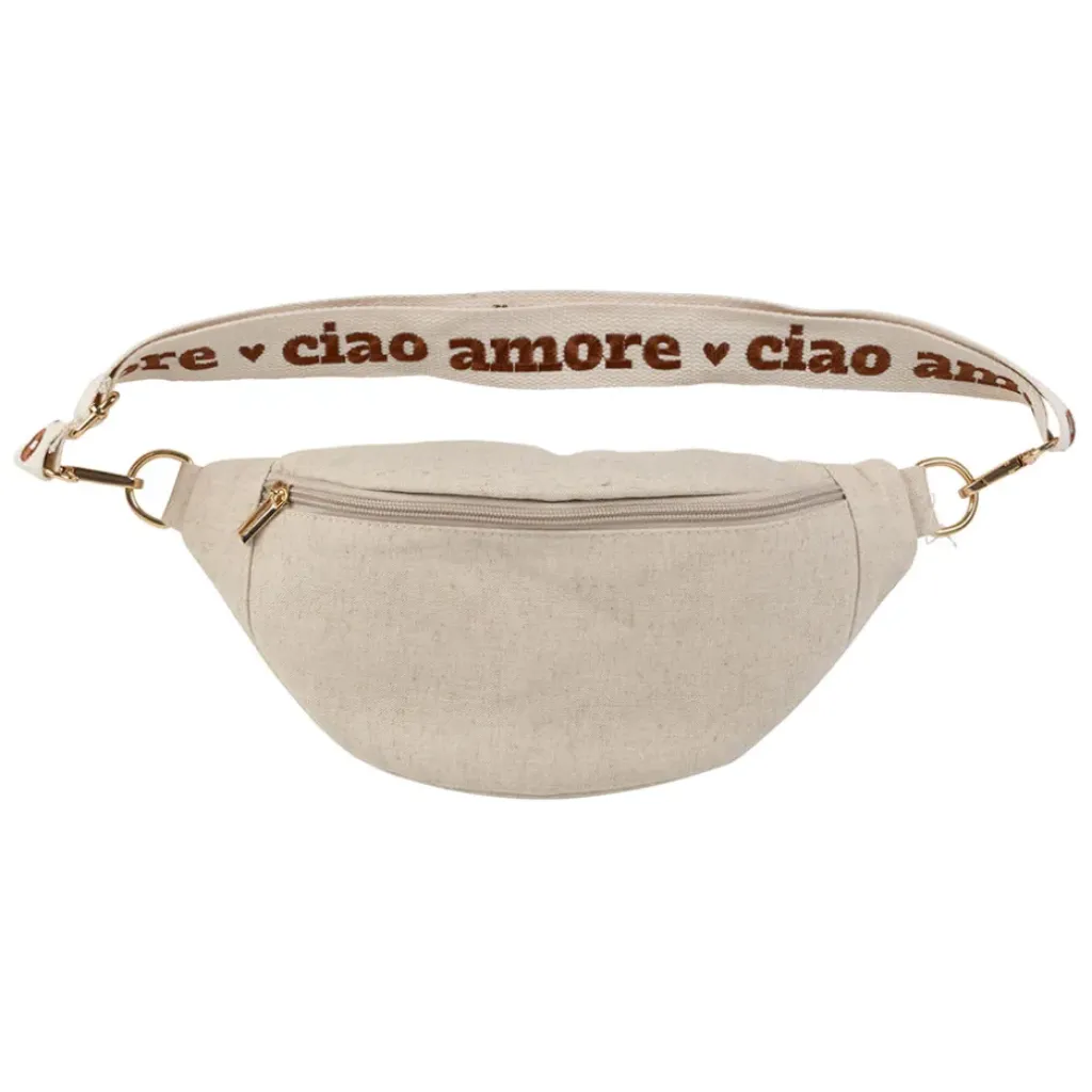 Fabrique de Styles Banane en lin et coton écru et terracotta avec bandoulière amovible - Bananez* Sacs Et Cabas