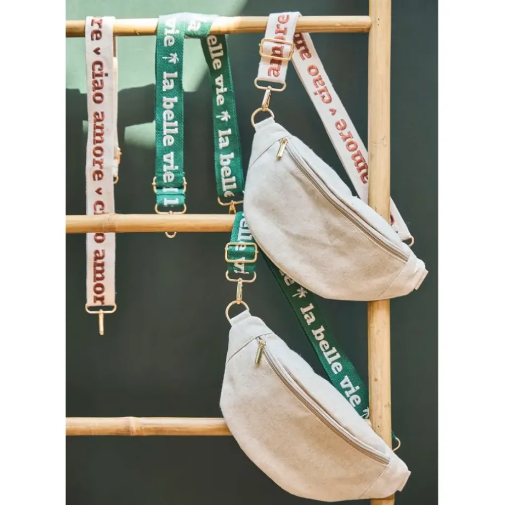 Fabrique de Styles Banane en lin et coton écru et terracotta avec bandoulière amovible - Bananez* Sacs Et Cabas