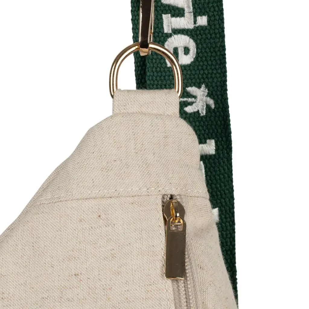 Fabrique de Styles Banane en lin et coton écru et émeraude avec bandoulière amovible - Bananez* Sacs Et Cabas