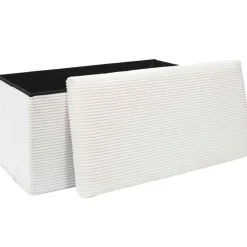 Fabrique de Styles Banc coffre pliable en tissu côtelé beige - Scarlett* Bancs Et Banquettes