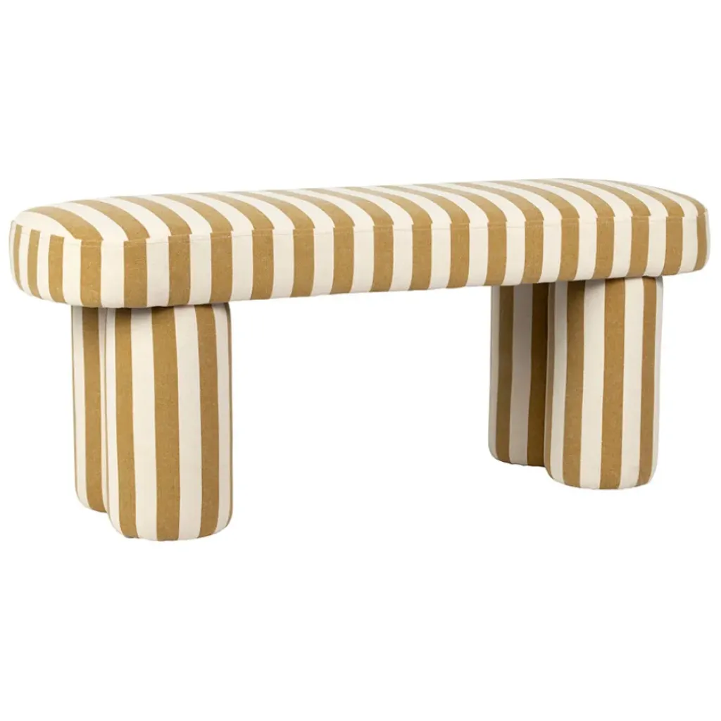 Fabrique de Styles Banc rayé en coton et bois d'hévéa - Belly* Bancs Et Banquettes