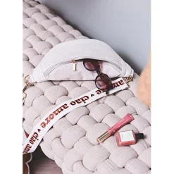 Fabrique de Styles Bandoulière brodée ciao réglable en coton écru et* Accessoires Mode