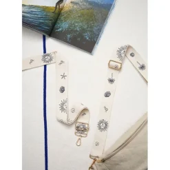 Fabrique de Styles Bandoulière brodée réglable en coton écru et* Accessoires Mode