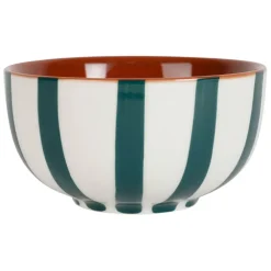 Fabrique de Styles Bol en grès rayé émeraude et blanc 35cl - Alaria* Bols Et Coupelles