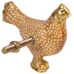 Fabrique de Styles Boutons de porte poules x2 blanc et doré - Campagne* Accessoires Et Quincaillerie