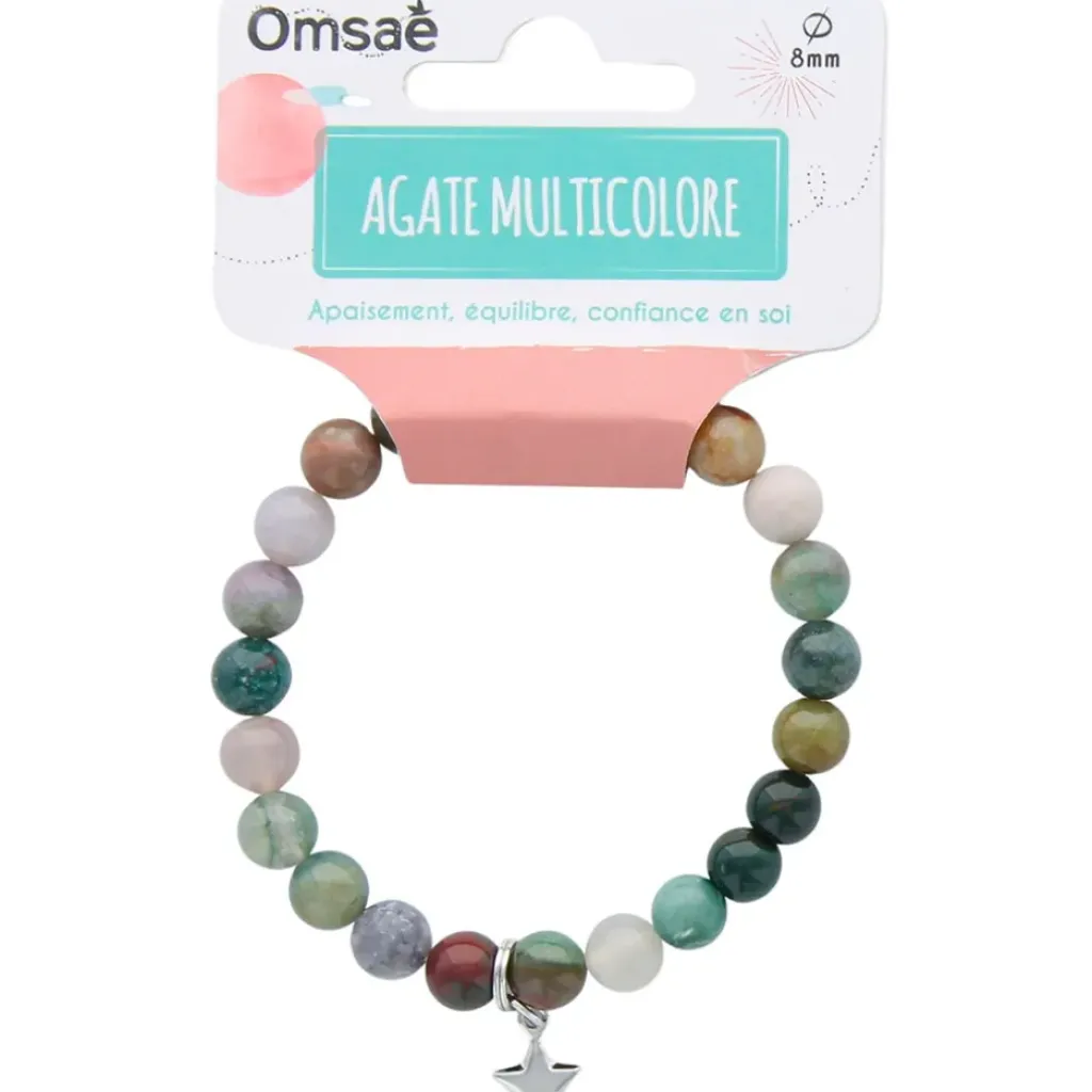 Fabrique de Styles Bracelet agate perles rondes 8mm et étoile* Bijoux Fantaisie
