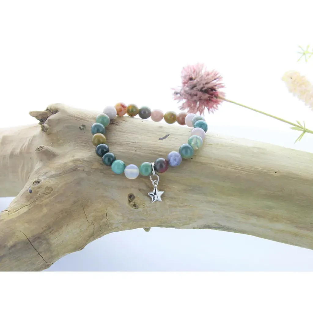 Fabrique de Styles Bracelet agate perles rondes 8mm et étoile* Bijoux Fantaisie