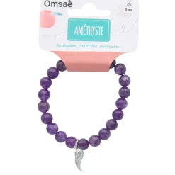 Fabrique de Styles Bracelet améthyste perles rondes 8mm et aile d'ange* Bijoux Fantaisie