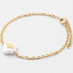 Fabrique de Styles Bracelet en acier doré et blanc - trefle* Bijoux Fantaisie