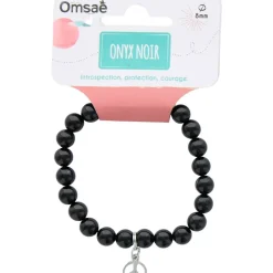 Fabrique de Styles Bracelet onyx perles rondes 8mm et signe paix* Bijoux Fantaisie