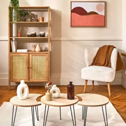 Fabrique de Styles Buffet haut en bois avec 3 niveaux H163cm - Baia* Bibliothèques Et Étagères