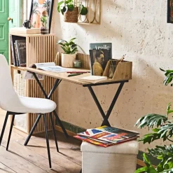 Fabrique de Styles Bureau en bois naturel et fer noir - Kara* Bureaux