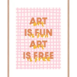 Fabrique de Styles Cadre avec affiche "Art is Fun Art is Free" en chêne clair 50x70cm - Lario* Cadres Déco Et Affiches