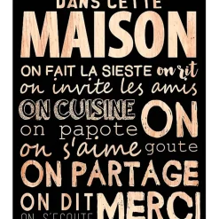 Fabrique de Styles Cadre " Dans cette maison" en bois naturel et 30x40cm* Déco À Suspendre Et Adhésive