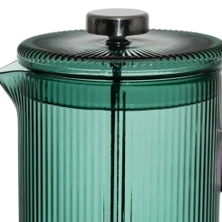 Fabrique de Styles Cafetière à piston striée en verre borosilicate émeraude et rose 1L* Théières Et Cafetières