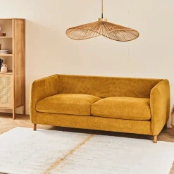 Fabrique de Styles Canapé convertible 2 places Gustave - Tissu Texturé - Crown Moutarde* Canapés Convertibles
