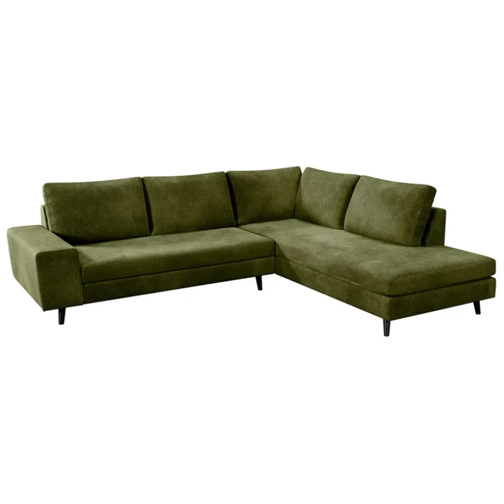 Fabrique de Styles Canapé d'angle droit 5 places André - effet velours - Seven emerald* Canapés D'angle