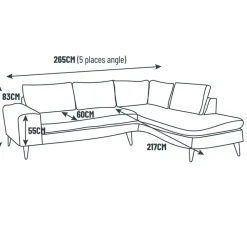 Fabrique de Styles Canapé d'angle gauche 5 places André - tissu texturé - Crown moutarde* Canapés D'angle