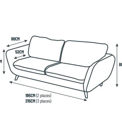 Fabrique de Styles Canapé fixe 3 places Axel - Tissu - Enjoy Vert D'Eau* Canapés Fixes