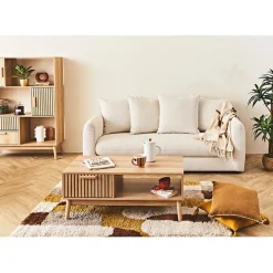 Fabrique de Styles Canapé fixe 3 places Basile - Effet Velours Côtelé - Fjord Écru* Canapés Fixes