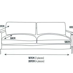 Fabrique de Styles Canapé fixe 3 places Gaspard - Tissu - Enjoy Anthracite* Canapés Fixes