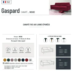 Fabrique de Styles Canapé fixe 3 places Gaspard - Tissu Texturé - Crown Moutarde* Canapés Fixes