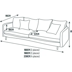 Fabrique de Styles Canapé fixe 4 places Marius - Effet Velours - Seven Turtle* Canapés Fixes