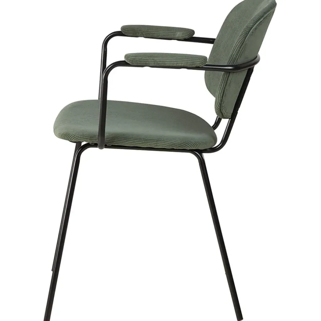 Fabrique de Styles Chaise avec accoudoirs en velours côtelé vert sapin - Aston* Chaises