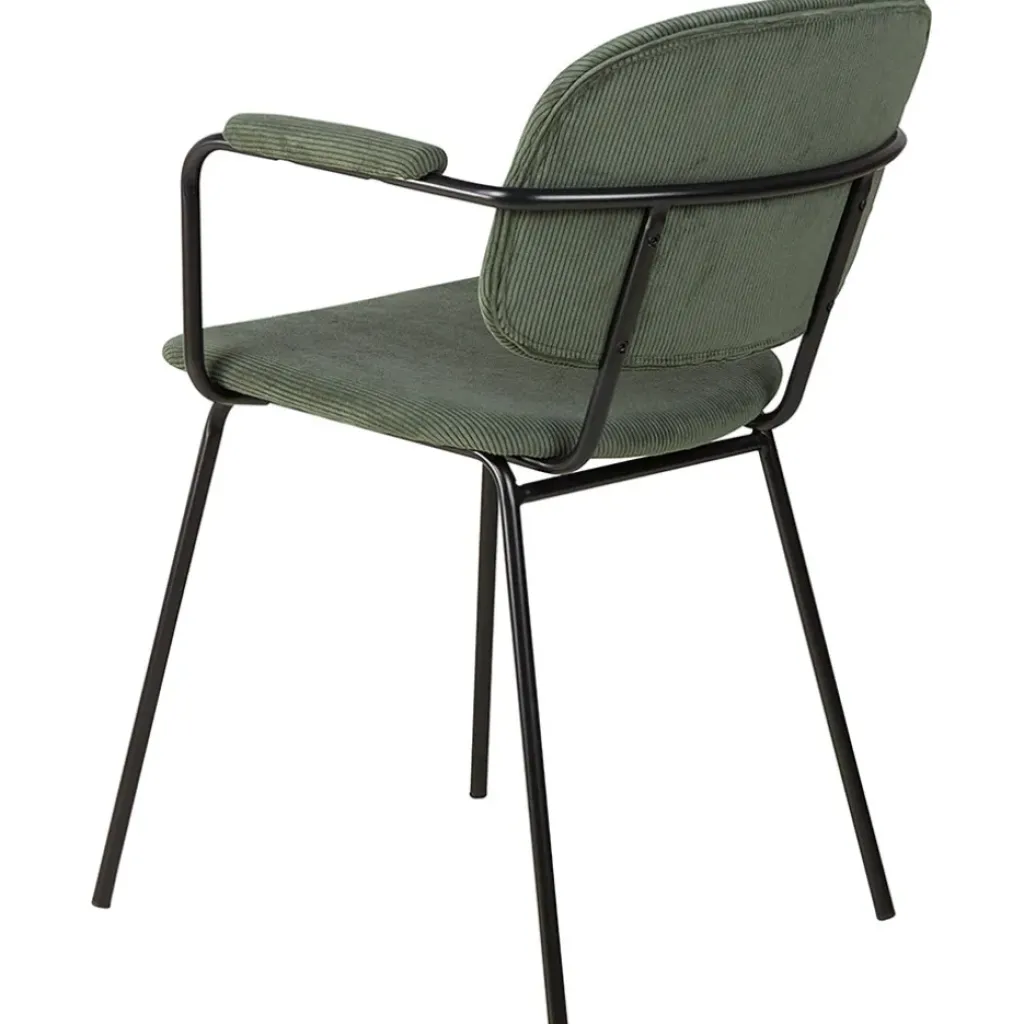Fabrique de Styles Chaise avec accoudoirs en velours côtelé vert sapin - Aston* Chaises