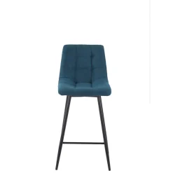 Fabrique de Styles Chaise de bar en tissu matelassé bleu pétrole - Lilly* Tabourets Et Chaises De Bar