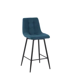 Fabrique de Styles Chaise de bar en tissu matelassé bleu pétrole - Lilly* Tabourets Et Chaises De Bar