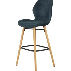 Fabrique de Styles Chaise de bar en tissu soft touch foncé h65cm - Keri* Tabourets Et Chaises De Bar