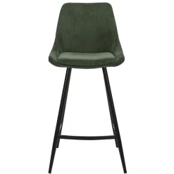Fabrique de Styles Chaise de bar en velours côtelé vert h67cm - Ben* Tabourets Et Chaises De Bar
