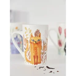 Fabrique de Styles Coffret de 4 mugs en porcelaine chat 35cl - Savannah* Tasses Et Mugs