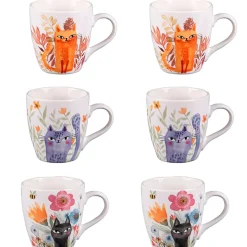 Fabrique de Styles Coffret de 6 tasses en porcelaine chat 23cl - Savannah* Tasses Et Mugs
