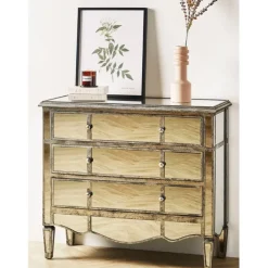 Fabrique de Styles Commode en bois miroir patine 3 tiroirs H87cm* Commodes