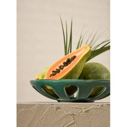 Fabrique de Styles Coupe en grès émeraude moucheté d28cm - Organic* Plats Et Saladiers