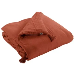 Fabrique de Styles Couvre lit en gaze de coton terracotta 90x200cm - Gaia* Couvre-lits