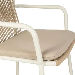 Fabrique de Styles Fauteuil d'extérieur avec coussin en tissu beige et blanc - Ajay*Enfant Chaises, Fauteuils|Jardin