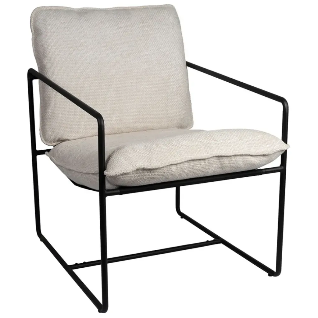 Fabrique de Styles Fauteuil en tissu et fer écru - Elément* Fauteuils