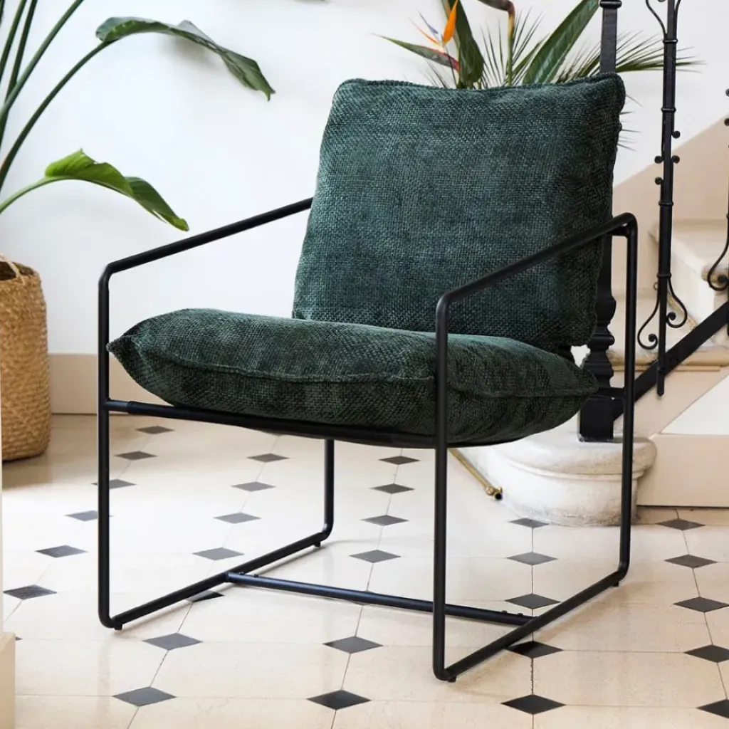 Fabrique de Styles Fauteuil en tissu et fer émeraude - Elément* Fauteuils