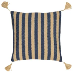 Fabrique de Styles Housse de coussin d'extérieur en tissu rayé et naturel 45x45cm - Medi*Enfant Textiles Outdoor|Jardin