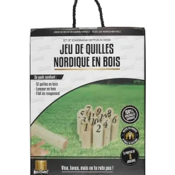 Fabrique de Styles Jeu de quilles nordique en pin + filet de rangement* Jeux