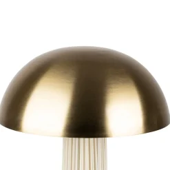 Fabrique de Styles Lampe champignon en fer et nylon h58cm blanc et doré - Champart* Lampes À Poser