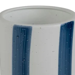 Fabrique de Styles Lampe cylindre en porcelaine rayée et blanc h24cm - Alaria* Lampes À Poser