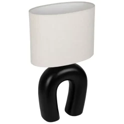 Fabrique de Styles Lampe en céramique ecru et coton noir h45cm - Organic* Lampes À Poser